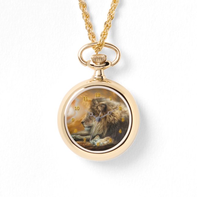 AFRIKA LION WACHT OP DE HOOP HORLOGE (Voorkant)