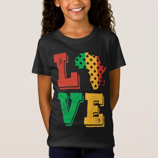 Afrika Love Prouted African American Black History T-shirt (Voorkant)