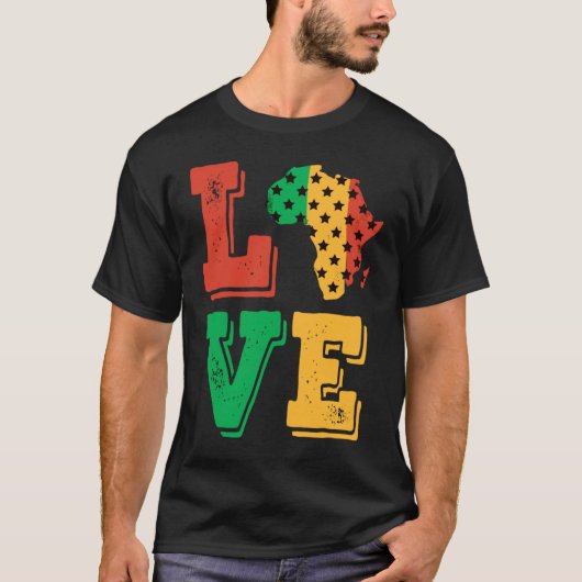 Afrika Love Prouted African American Black History T-shirt (Voorkant)