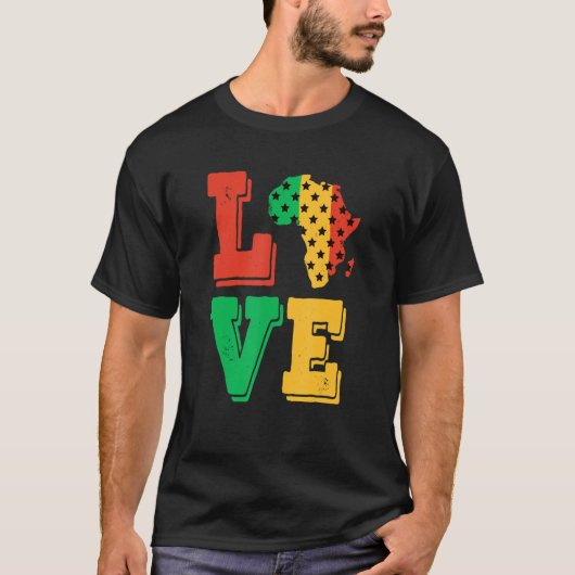 Afrika Love Prouted African American Black History T-shirt (Voorkant)