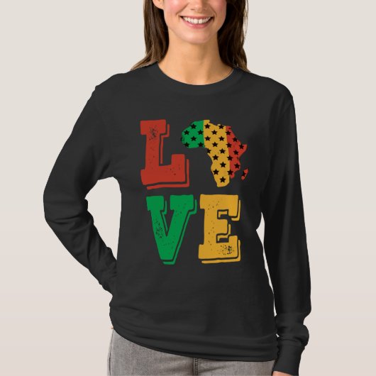 Afrika Love Prouted African American Black History T-shirt (Voorkant)