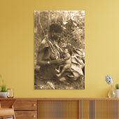 AFRIKA MACHTIGE VROUW BORSTVOEDING  SEPIA CANVAS AFDRUK (Insitu (Woonkamer))