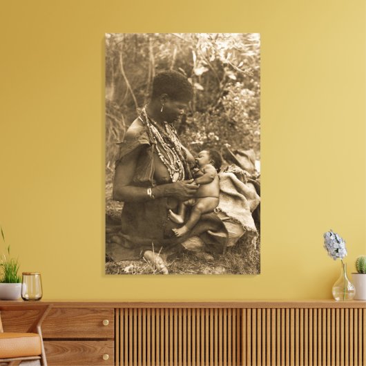 AFRIKA MACHTIGE VROUW BORSTVOEDING  SEPIA CANVAS AFDRUK (Insitu (Woonkamer))
