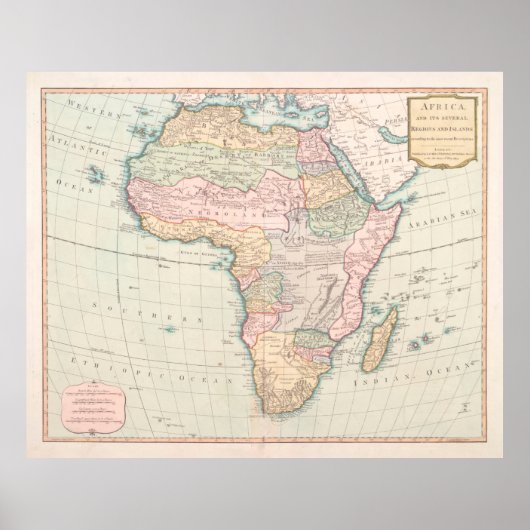  Afrika Map (1800)  Afrikaans Continen Poster (Voorkant)