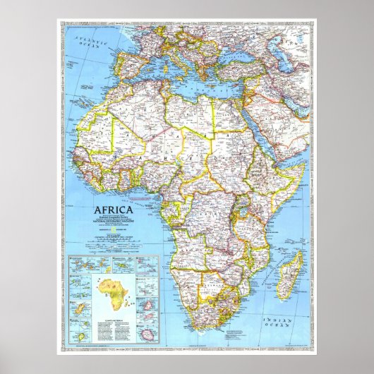 " Afrika: MAP 1990 van de gedetailleerde landen .. Poster (Voorkant)