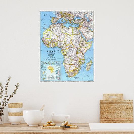 " Afrika: MAP 1990 van de gedetailleerde landen .. Poster (Keuken)