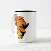 Afrika Map African Safari | Giraffe van leder | VI Tweekleurige Koffiemok (Voorkant links)