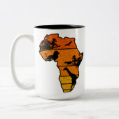 Afrika Map African Safari | Giraffe van leder | VI Tweekleurige Koffiemok (Links)