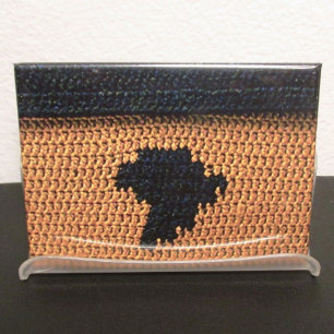 Afrika Map Black en Brown Artisan Crochet Print Magneet