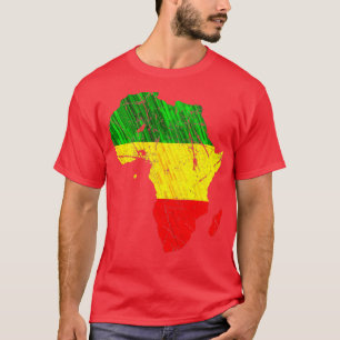 Afrika Map Reggae Rasta print Green Yellow Red Afr T-shirt