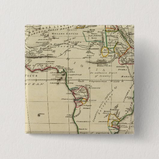 Afrika met grenzen vierkante button 5,1 cm (Voorkant)