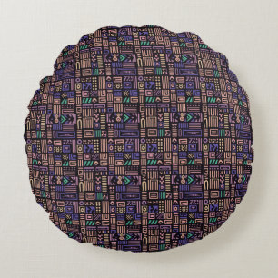 Afrika Mudcloth patroon abstracte moderne kunst 3 Rond Kussen