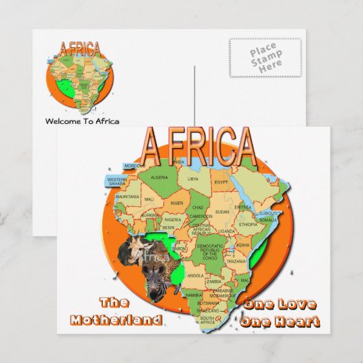 AFRIKA NEW, afrika, Motherland, One Love ... Briefkaart (Voorkant / Achterkant)