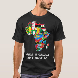 Afrika noemt de continentale kaart en landenvlagge t-shirt