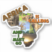 Afrika noemt wilde dieren continentale collage sticker (Voorkant)