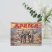 Afrika Olifanten - Retro Wildlife Briefkaart (Staand voorkant)