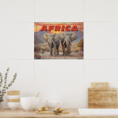  Afrika Olifanten - Retro Wildlife Poster (Keuken)