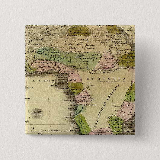 Afrika Olney-kaart Vierkante Button 5,1 Cm (Voorkant)