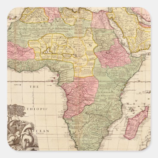 Afrika ongeveer 1725 vierkante sticker (Voorkant)