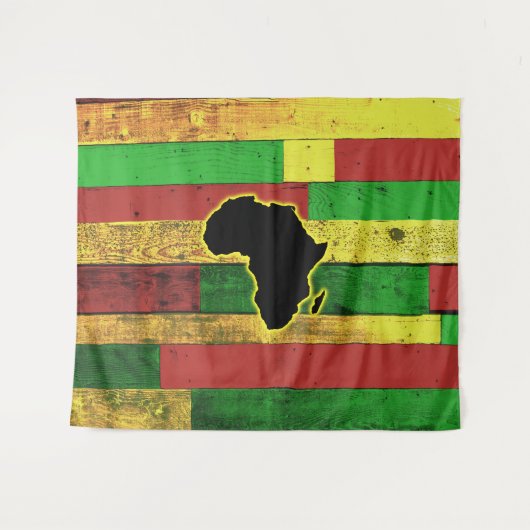 Afrika op Wooden Boards Wandkleed (Voorkant (horizontaal))