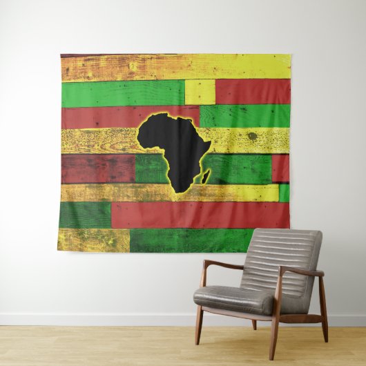 Afrika op Wooden Boards Wandkleed (In Situ (horizontaal))