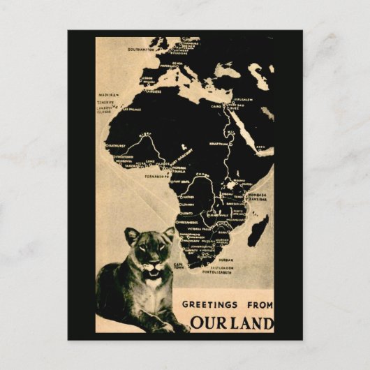 Afrika Oude Landkaart Ansichtkaart Briefkaart (Voorkant)