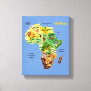 Afrika-plattegrond Canvas Afdruk