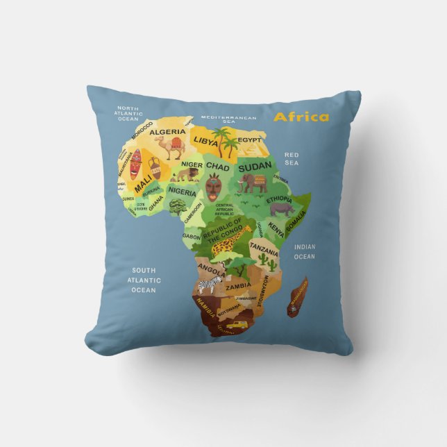 Afrika-plattegrond Kussen (Voorkant)
