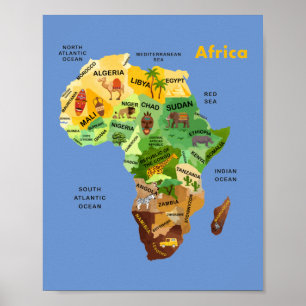 Afrika-plattegrond Poster