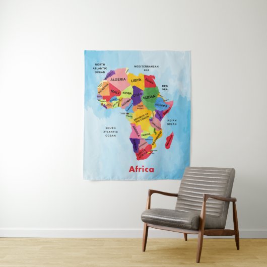 Afrika-plattegrond Wandkleed (In situ)