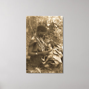 AFRIKA POWERFUL VROUWENBREASTEERT  SEPIA CANVAS AFDRUK