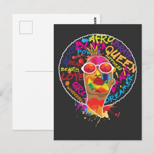 Afrika Proud Black American Afro Melanin Queen Briefkaart (Voorkant / Achterkant)