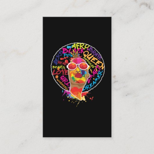Afrika Proud Black American Afro Melanin Queen Visitekaartje (Voorkant)