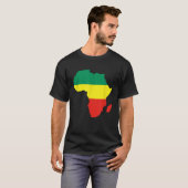 Afrika Reggae kaart African Rasta groen geel rood T-shirt (Voorkant volledig)