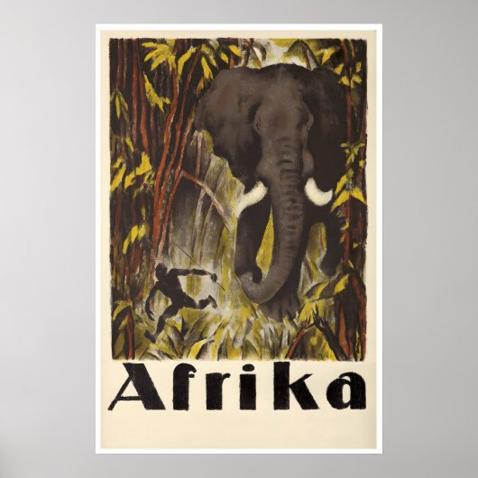 Afrika Reisposter Afrikaanse Kunst Jungle Olifant Poster (Voorkant)