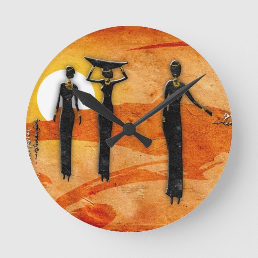 Afrika retro  cadeaus 35 ronde klok (Voorkant)