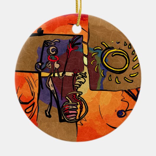 Afrika retro geschenken keramisch ornament (Voorkant)
