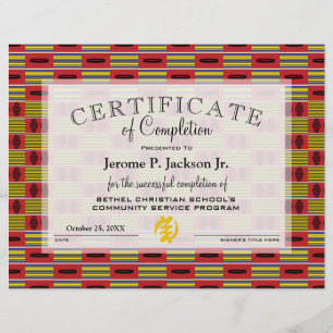 Afrika Rood Geel Kente Certificaat van voltooiing