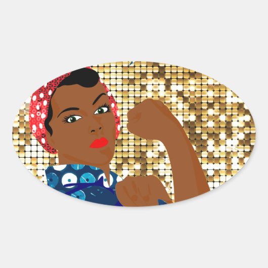 afrika rosie de riveter ovale sticker (Voorkant)