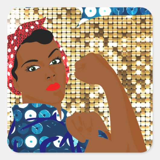 afrika rosie de riveter vierkante sticker (Voorkant)