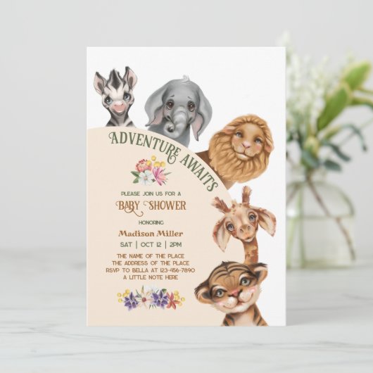 Afrika Safari Baby shower Uitnodiging (Staand voorkant)