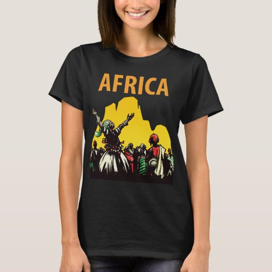 Afrika Safari Zonsondergang Levendige Reis T-Shirt (Voorkant)