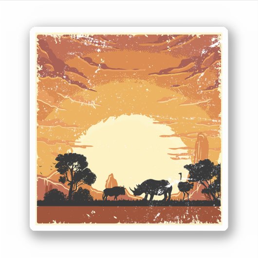 Afrika Savanna Rhino redt de Zwarte Rijn. Als u Sticker (Voorkant)