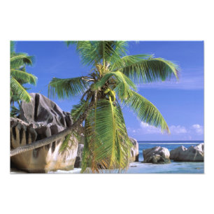 Afrika, Seychellen, La Digue-eiland. Graniet Foto Afdruk