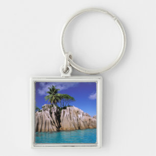 Afrika, Seychellen, La Digue eiland. Graniet Sleutelhanger
