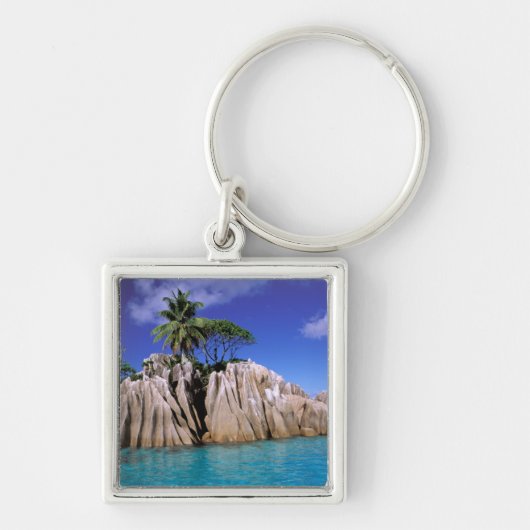 Afrika, Seychellen, La Digue eiland. Graniet Sleutelhanger (Voorkant)
