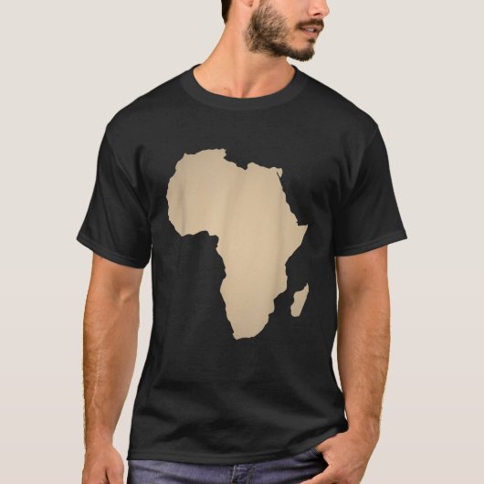 Afrika Shirt Beige Tan Afrikaans Continent Kaart T (Voorkant)