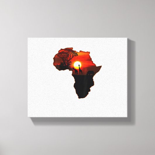 Afrika T-shirt Kaart van Afrika Tee Zuid-Afrikaans Canvas Afdruk (Voorkant)