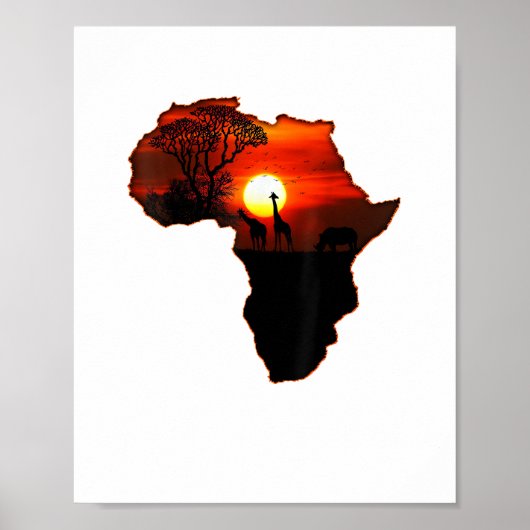 Afrika T-shirt Kaart van Afrika Tee Zuid-Afrikaans Poster (Voorkant)