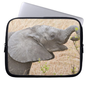 Afrika. Tanzania. Jonge Olifant bij Tarangire Laptop Sleeve